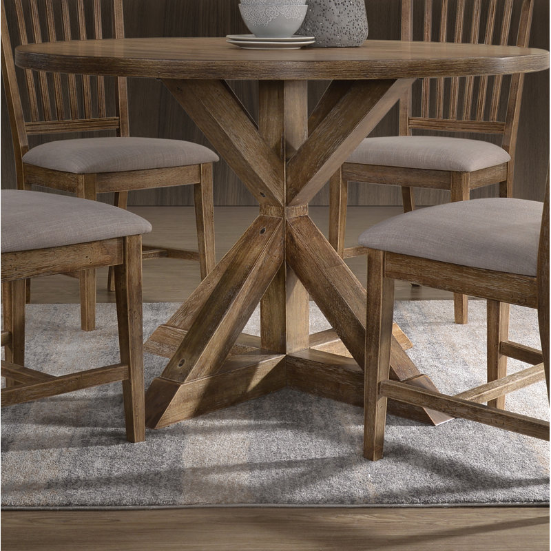Transitional 48" Reclaimed Weathered Oak Round Dining Table