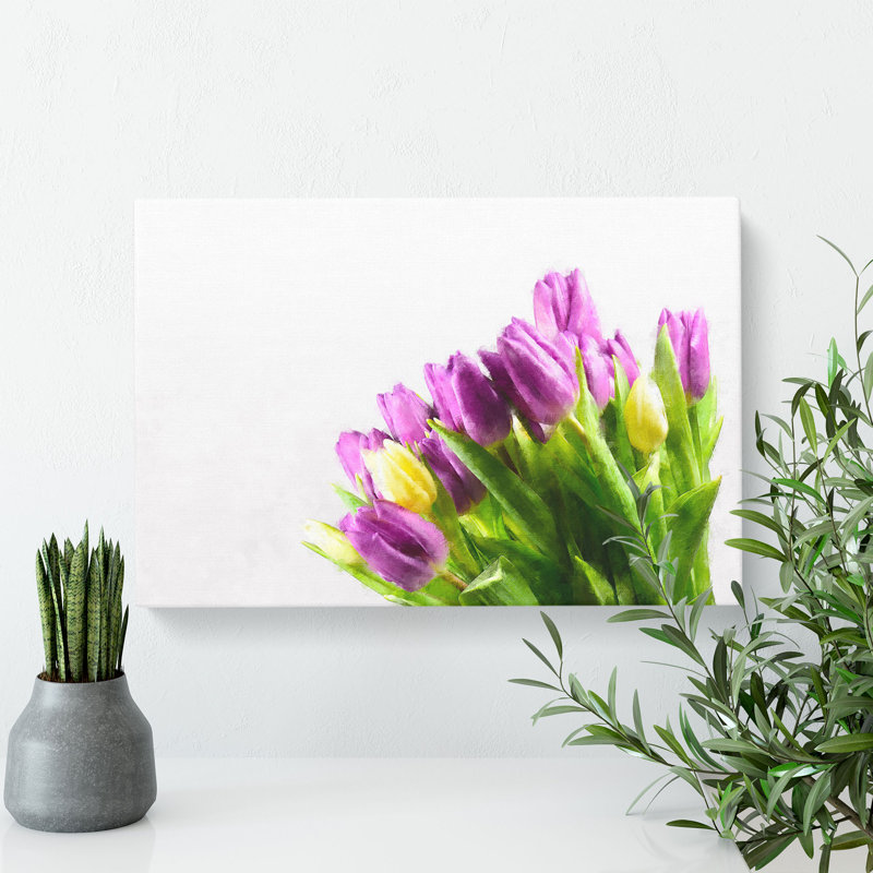 Yellow & Purple Tulips - Wrapped Canvas, 35cm H x 50cm W x 3cm D