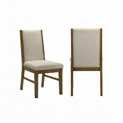 Upholstered Soft Neutral Fabric Wooden Dining Chairs