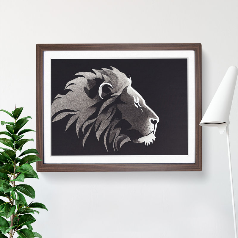 Terrific Lion Abstract - Framed Print, 25cm H x 34cm W x 2cm D, Walnut Framed