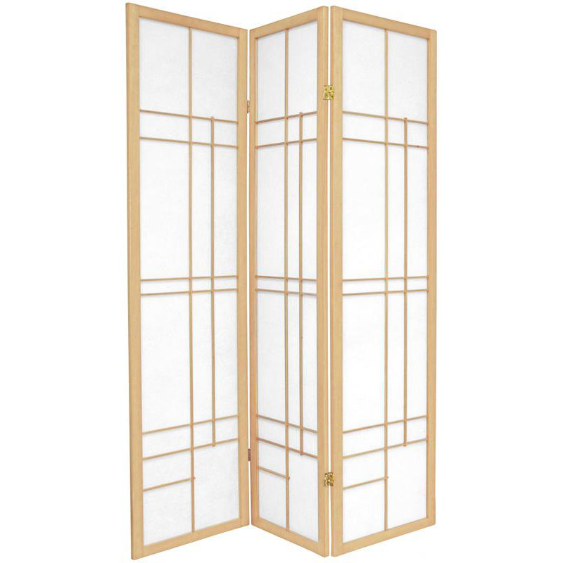 70.25" x 70" Eudes Shoji 5 Panel Room Divider, 6, Natural