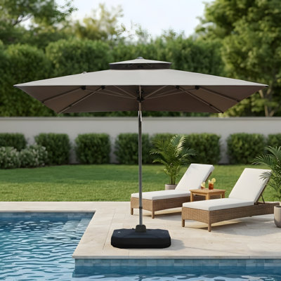9 ft. Aluminum Cantilever Tilt Patio Umbrella with Center Pole, Gray (Base Not Included)
