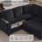 L-Shaped Sofa With Pull Out Sofa Bed, Sleeper Sofa Couch Bed With Storage Seat, 5 Seat Sectional Sofa Bed With Usb, Sectional Sofa Couch For Living Room, Apartment, Charcoal Grey-1332266735