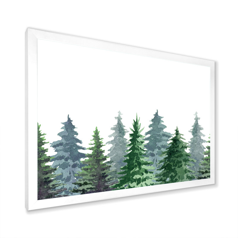 Paysage de montagne avec sapins II - reproduction sur toile, Toile blanche avec cadre d'angle fermé, H 30 po x l 40 po