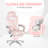 Inbox Zero Creaser Adjustable Reclining Ergonomic Faux Leather Swiveling PC & Racing Game Chair with Footrest in Pink