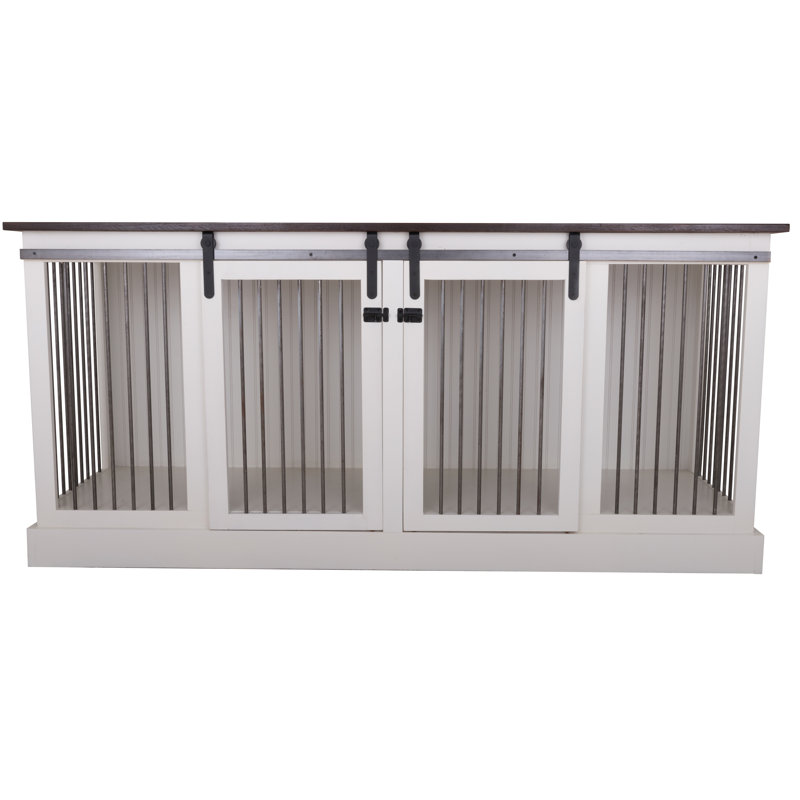 Cage pour animaux Damien, Petit (H 30 po x l 64,5 po x P 23 po), Rouge sang de bœuf, Blanc brillant