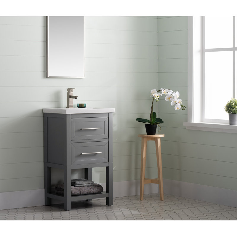 Bickley 20" Single Bathroom Vanity with Ceramic Top, Gray