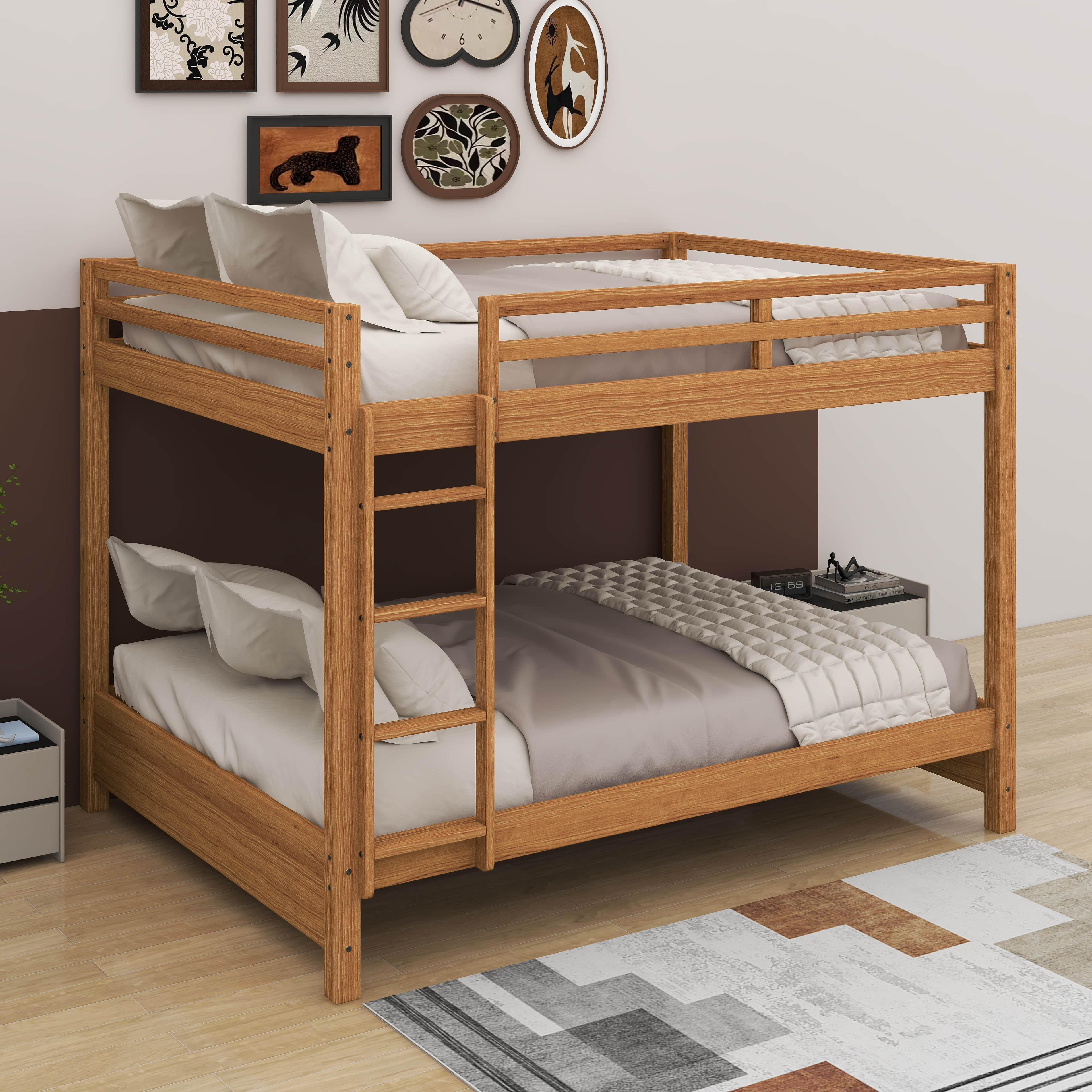 Harriet Bee Queen Size Bunk Bed With Ladder | Wayfair