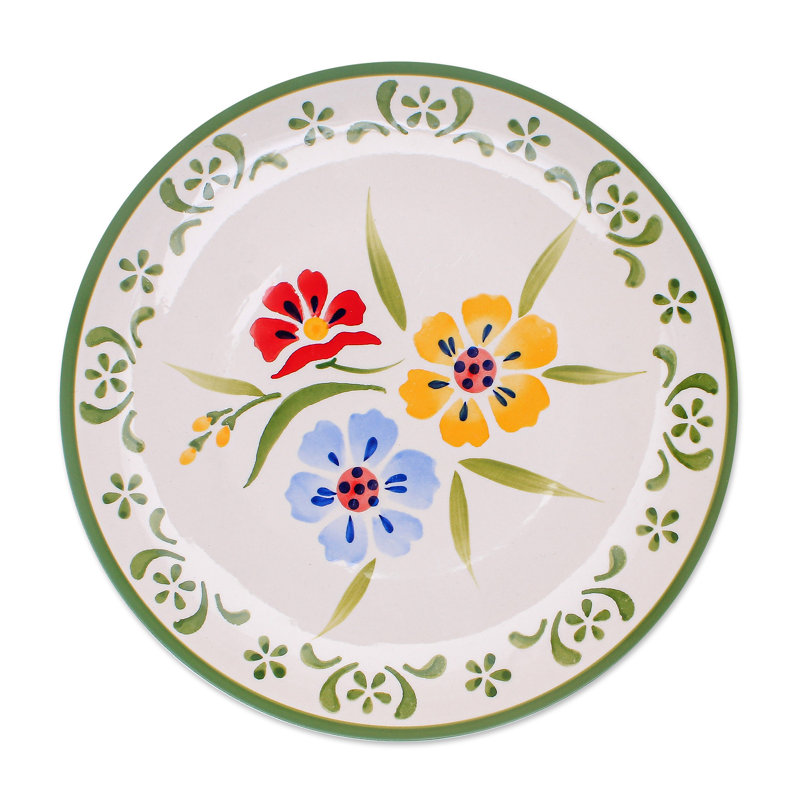Assiette à dîner en céramique faite à la main August Grove®, Blanc
