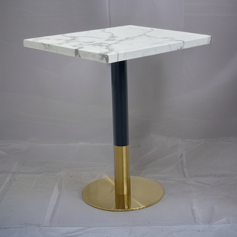 Rayma Faux Marble Top Metal Base Dining Table, White