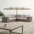  102'' Wide Outdoor Wicker Sectional Sofa & 14.8 Ft Large Double-sided Patio Umbrella With Crank