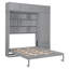 Grand lit escamotable mural avec armoires, tablettes et garde-robe, lit pliant peu encombrant avec tiroirs de rangement, gris-1928407589