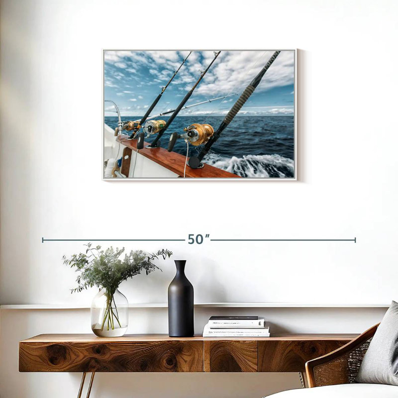 Pêche au thon espagnol, 31 po x 21 po, Cadre flottant blanc
