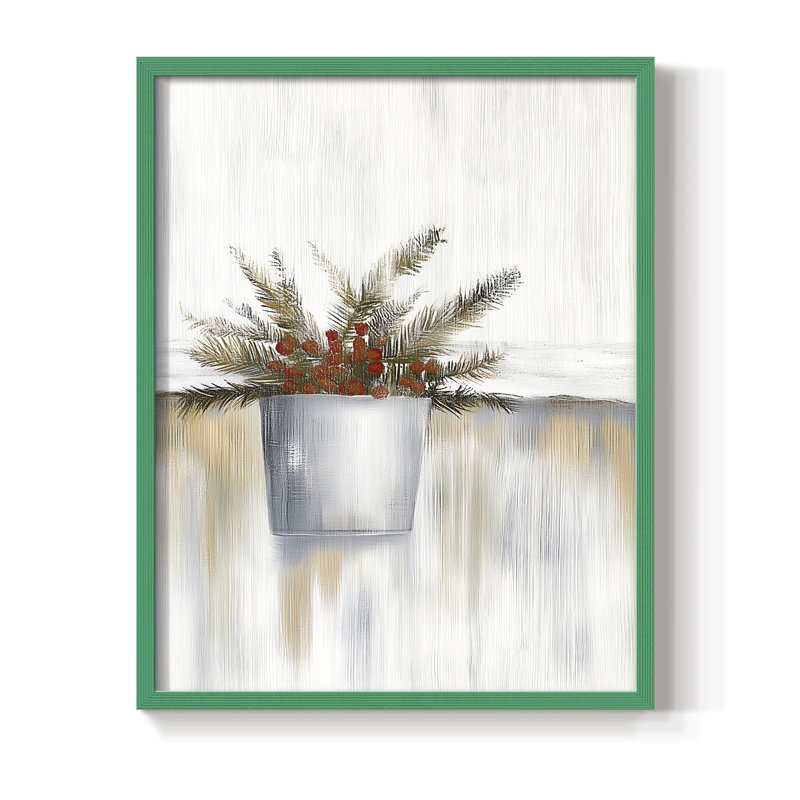 «Christmas Holiday Art CDX III», reproduction encadrée - bois massif, H 15 po x l 12 po, Vert