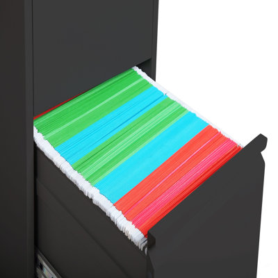 3 Drawer Metal Vertical File Cabinet with Lock Office Home Steel Vertical File Cabinet for A4 Legal/Letter Size