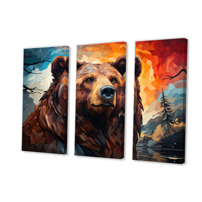 " Bear Majestic Geometric I " 3 - Pieces