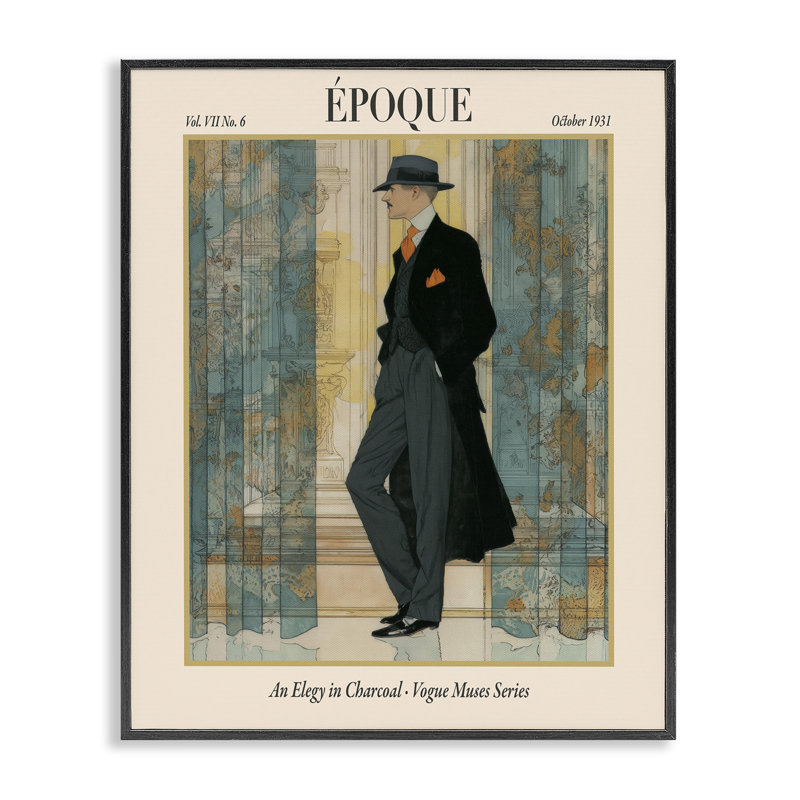The Gentleman Magazine, estampe numérique, design par A Barefoot Stylist, Giclée encadrée noir minuit, H 20 po x l 16 po