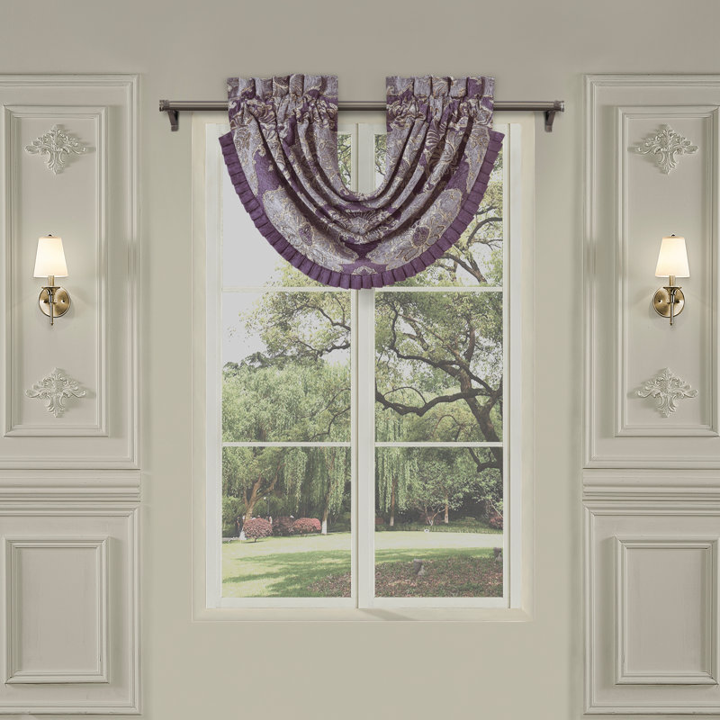 Dominique Lavender Polyester Waterfall Valance with Frills