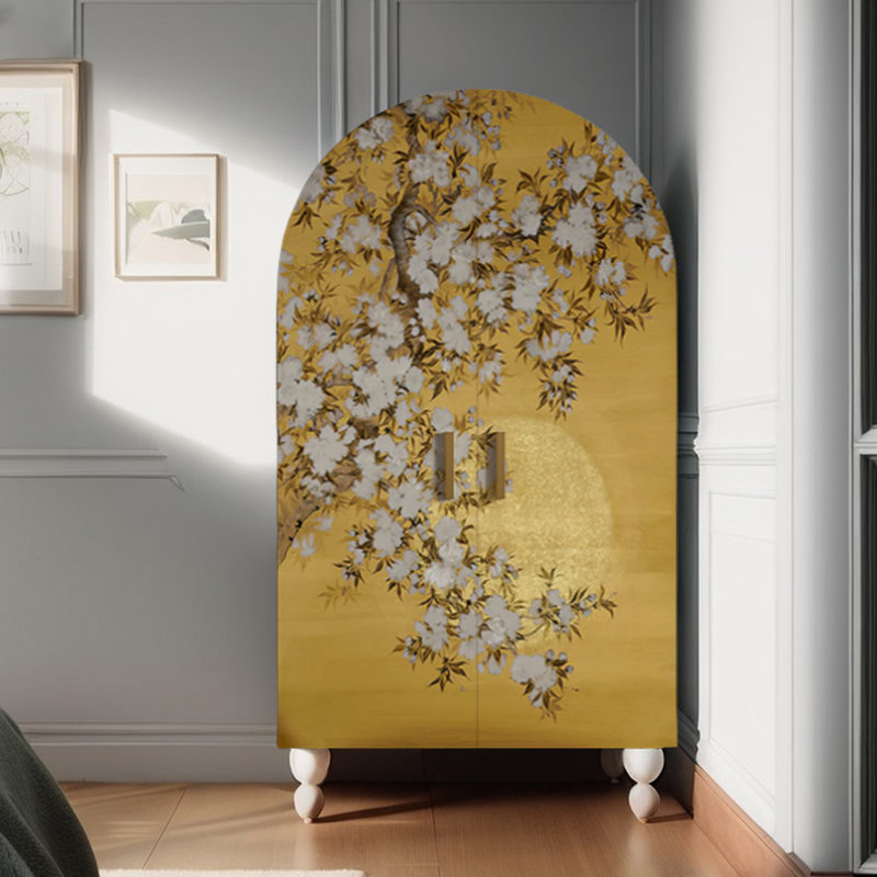 Armoire moderne à double arche, Ivoire blanc / jaune