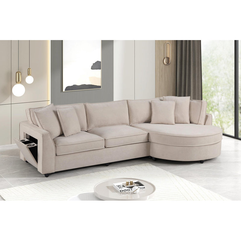 Canapé modulaire réversible Elva Beige , Tissu beige