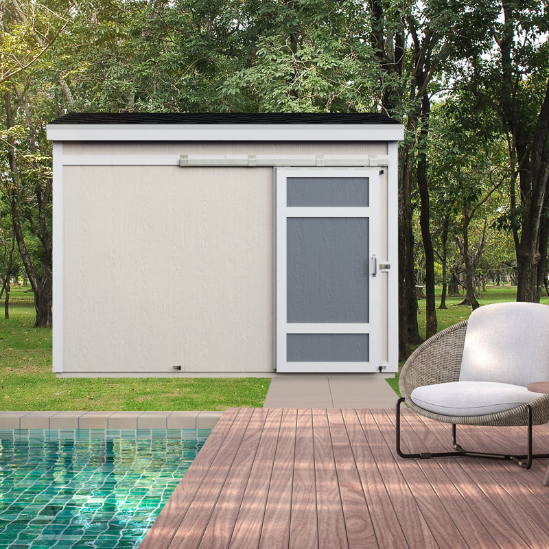 Cambria 10x4 Beige Wood Lean-To Shed with Sliding Barn Door