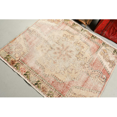 Handwoven Turkish Oushak Rug in Beige for Accentuating Your Entry Area or Any Other Space with Vintage Style