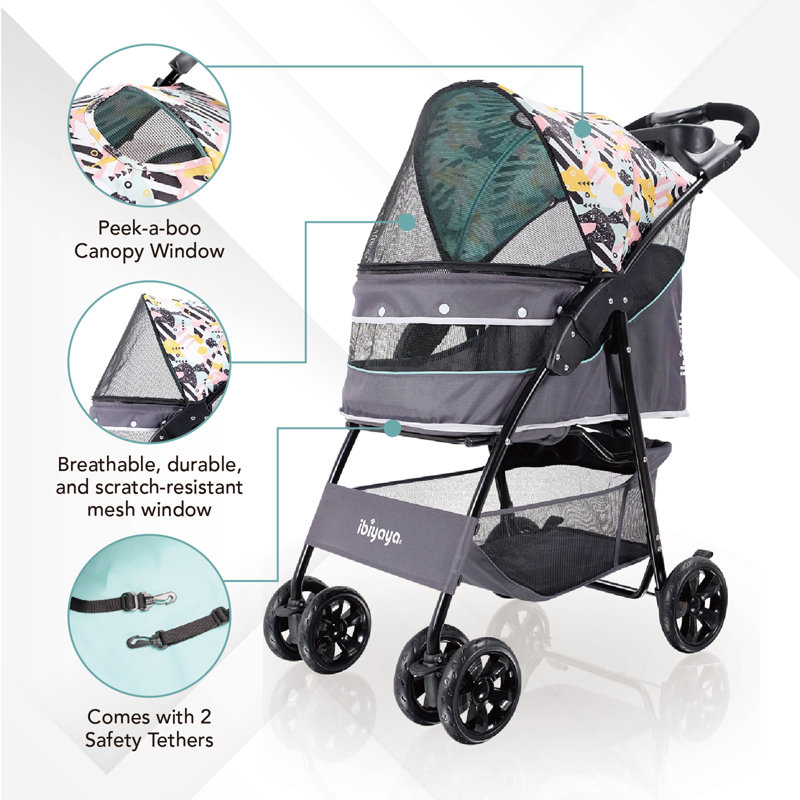 Mint Green Lightweight Covered Pet Stroller for Small Breeds