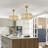 Walda 6-light Brass And Frosted Glass Staggered Panes Fandelier Lighted Ceiling Fan Remote Control - Brass-white