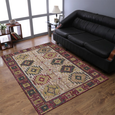 Manns Hand Knotted Sumak Jute Eco-Friendly Solid Area Rugs - Rectangle, Beige Red Color, Oriental Design, High Pile, Natural Fiber, Outdoor Indoor Handmade Area Rugs for Living Room, Bed Room