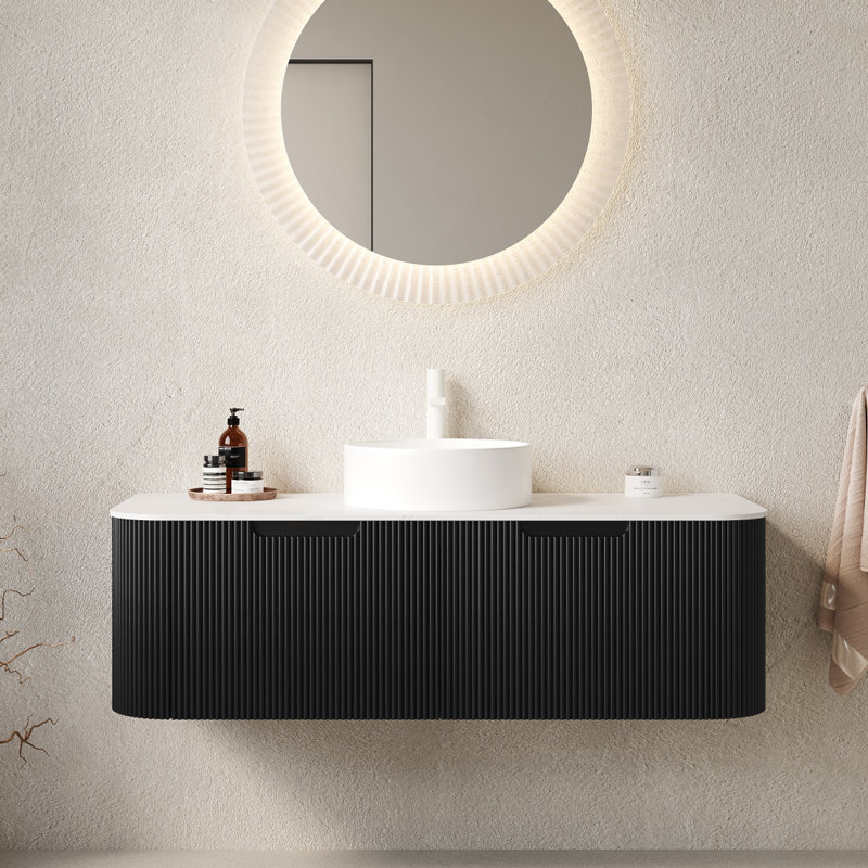 Meuble-lavabo de salle de bain 48 po avec lavabo Dina, Noir