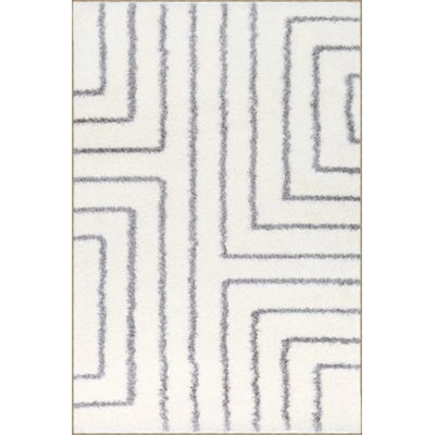 Striped Geometric Woven Base Washable Carpet