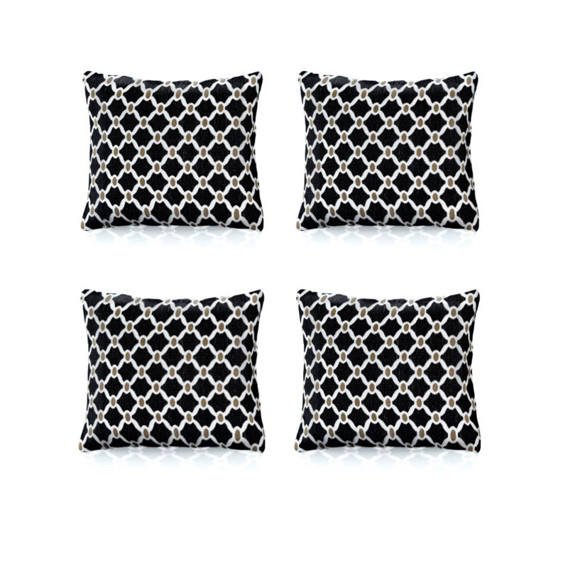 Beauville Geometric Square Cushion, Black, 45 cm H x 45 cm W x 15 cm D