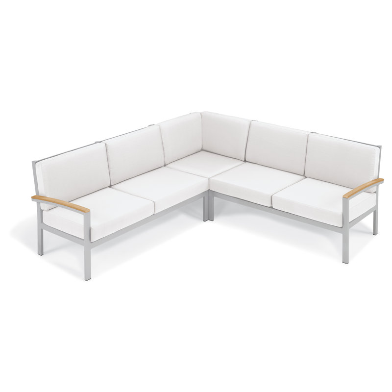 Travira Arm Sectional with Cushion, Tekwood Vintage, Eggshell White