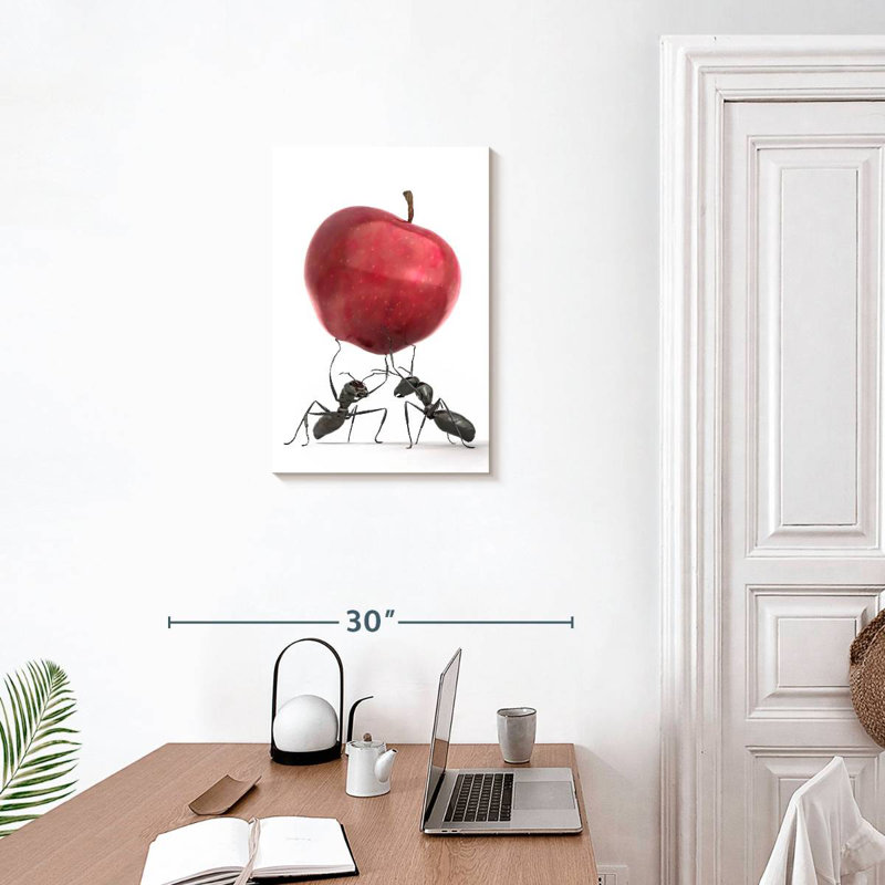Brampt Black Ants With Apple, 24" H x 16" W