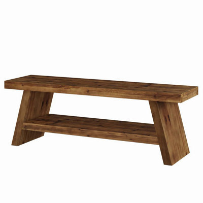 Dual-Tier Storage Entryway Shoe Bench, Practical Rectangular Bed End Rest Bench For Home Use