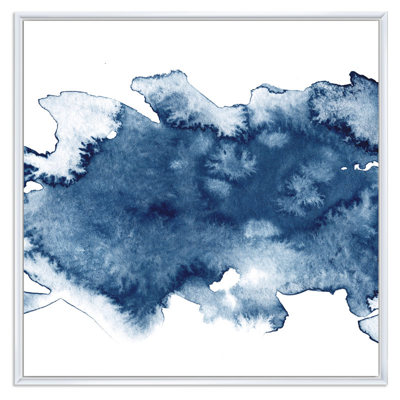 «Abstract Classic Blue II», reproduction d'art sur toile moderne, H 16 po x l 16 po x P 1 po, Cadre flottant blanc