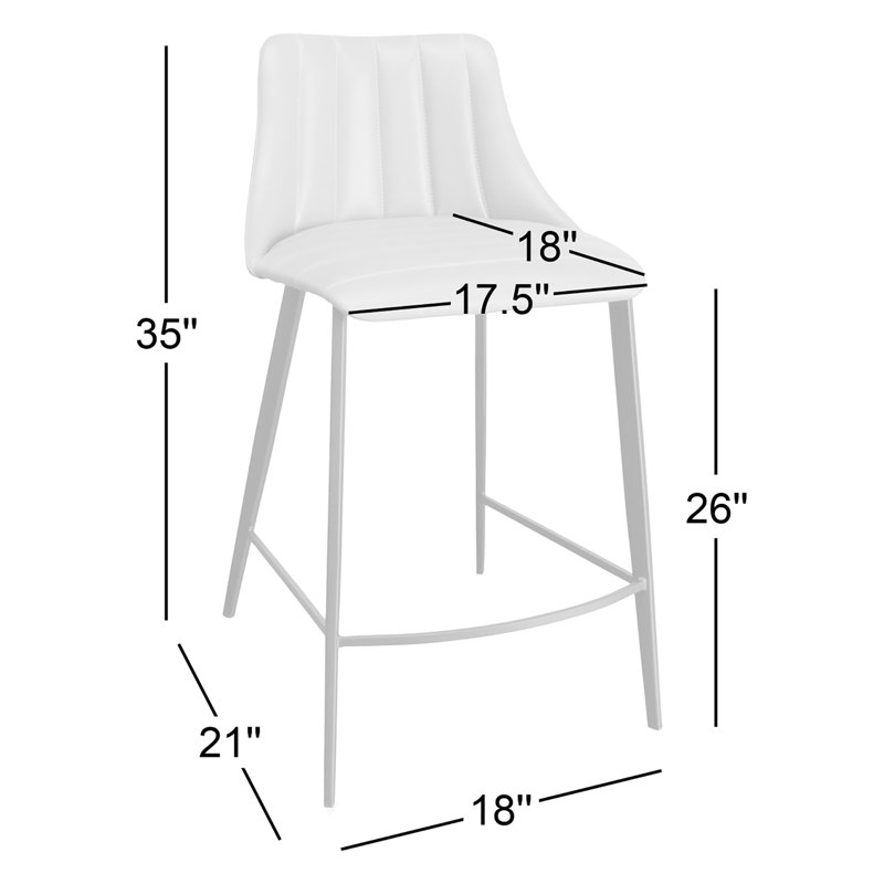 Katiusa Upholstered Counter Stool with Steel Frame, Taupe Gray