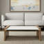 Table basse 48 "en bois massif naturel et blanc et marbre véritable