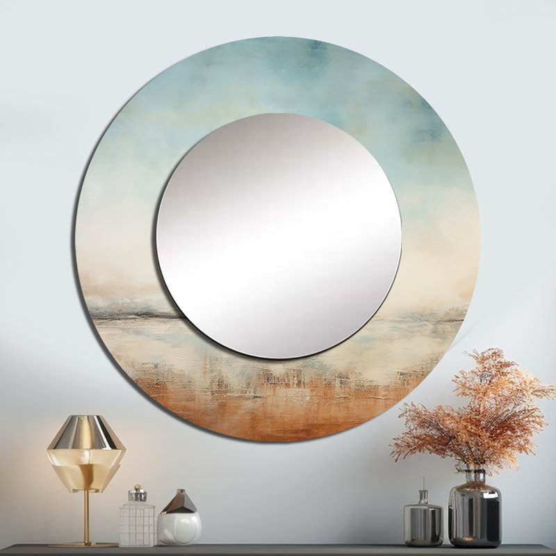 Elemental Eternity Minimalisme - grand miroir mural minimaliste, miroir rond brun unique, impression d'art en métal