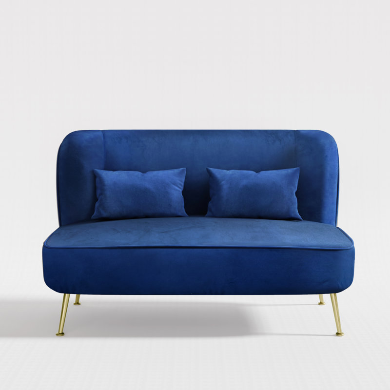 Canapé moderne deux places 3 pièces en velours capitonné avec 2 fauteuils d'appoint, Marine