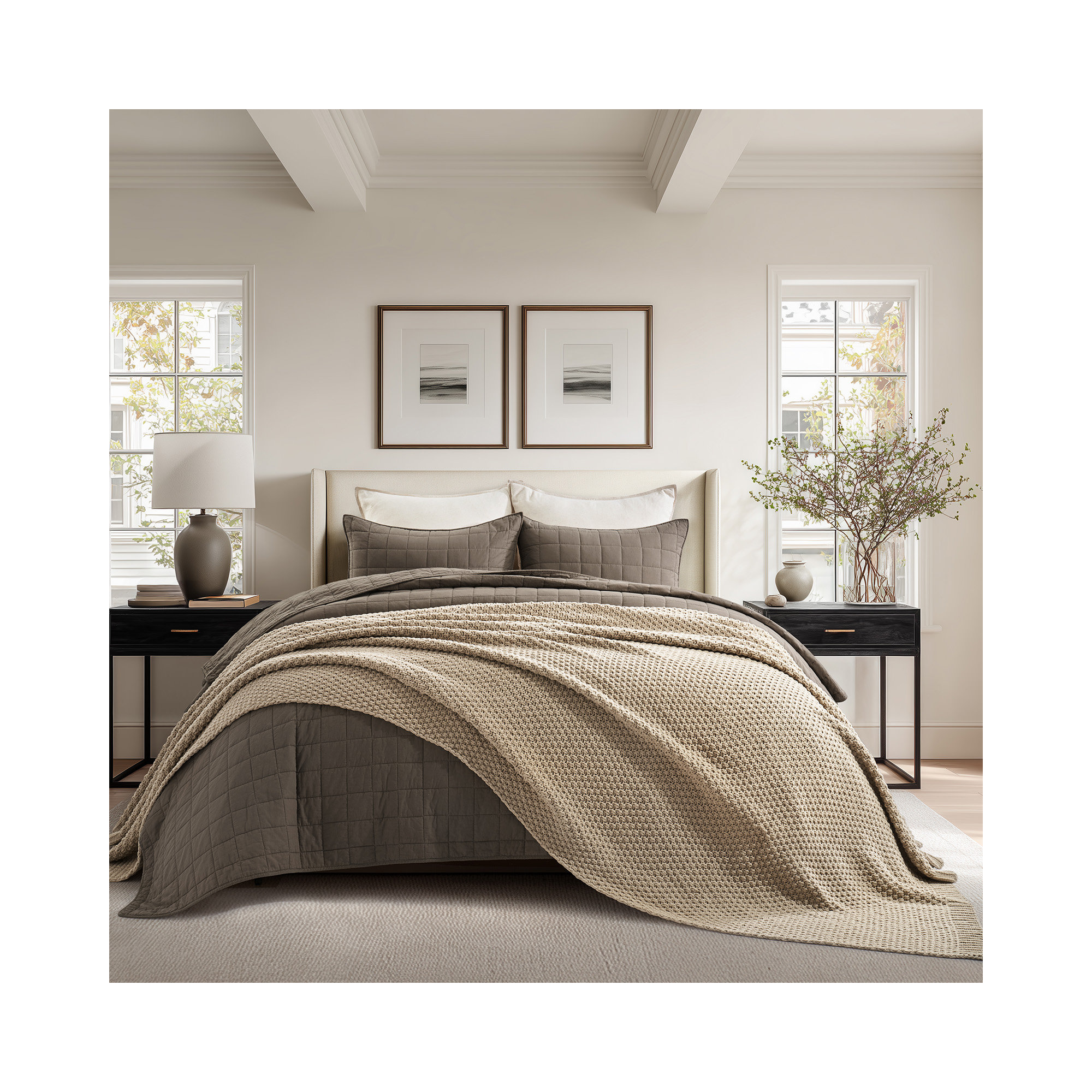 Chunky Chenille Knit Throw Blanket, 80" L x 60" W, Olive Green