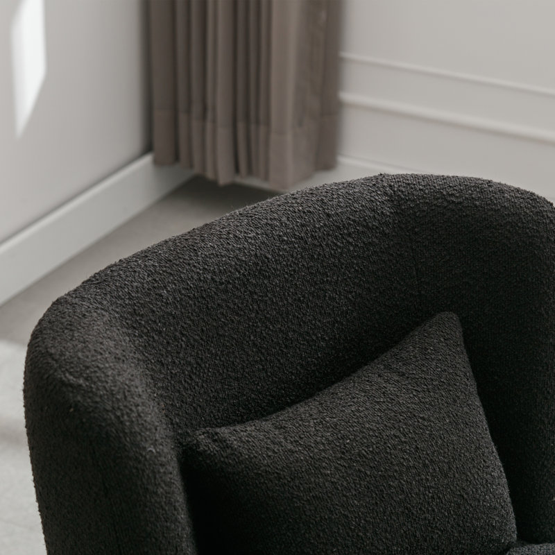 Ollia Upholstered Swivel Slipper Chair, Black 100% Polyester