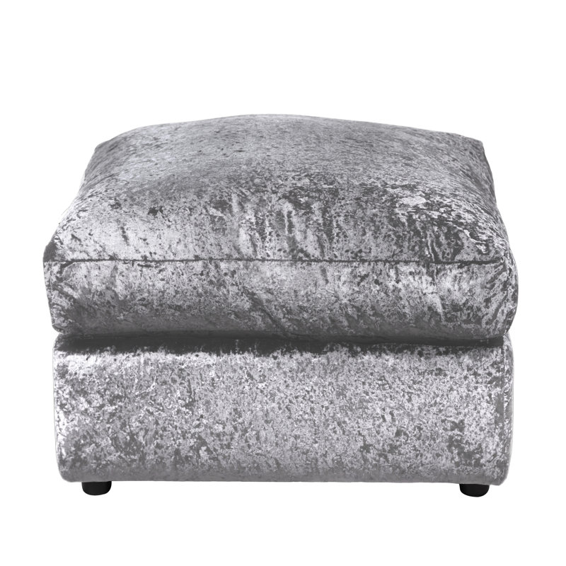 Romelia Wide Square Footstool Ottoman, Silver
