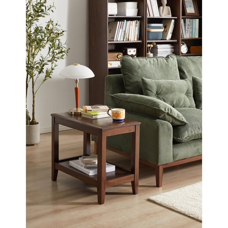 100% Solid Rubber Wood Rustic Side Table