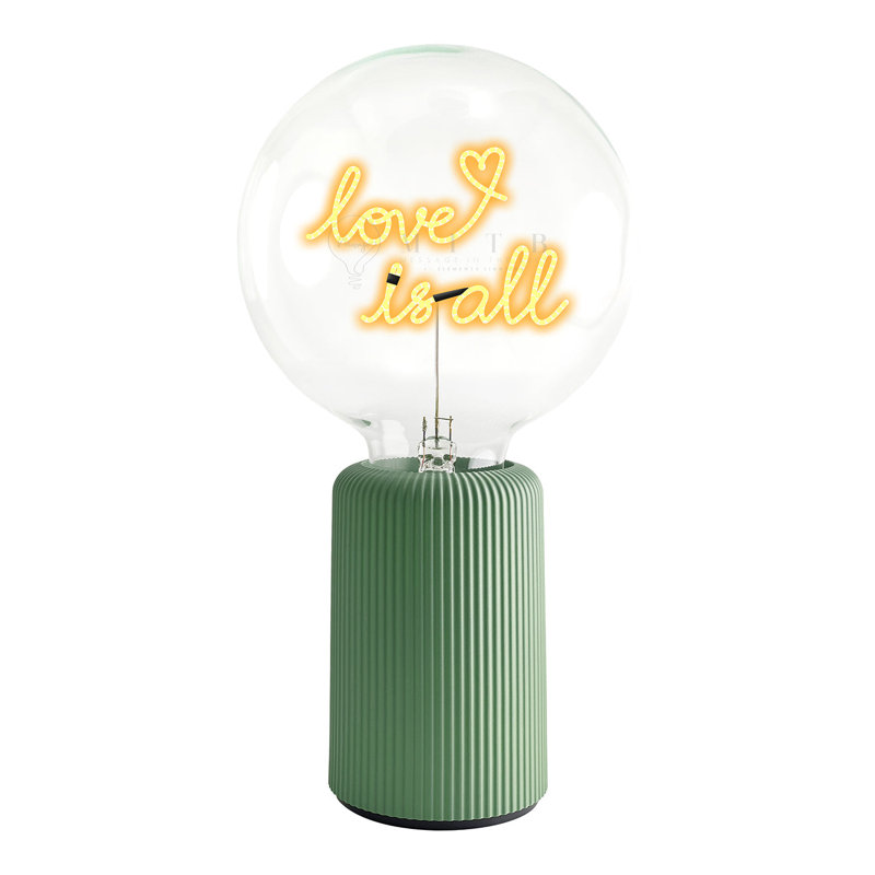 Ampoule AMOUR EST TOUT ambre avec lampe de table portative Pop Nomad, H 19 po x l 6,8 po x P 13 po, Vert