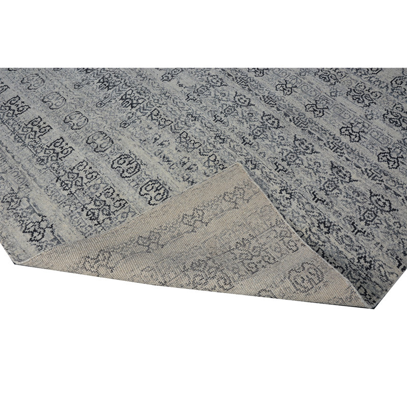 Tapis gris / noir noué à la main de haute qualité, Rectangle 8 pi x 10 pi