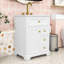 Meuble-lavabo compact compact avec lavabo en céramique lisse, charnières à fermeture en douceur et grand espace de rangement-121607018