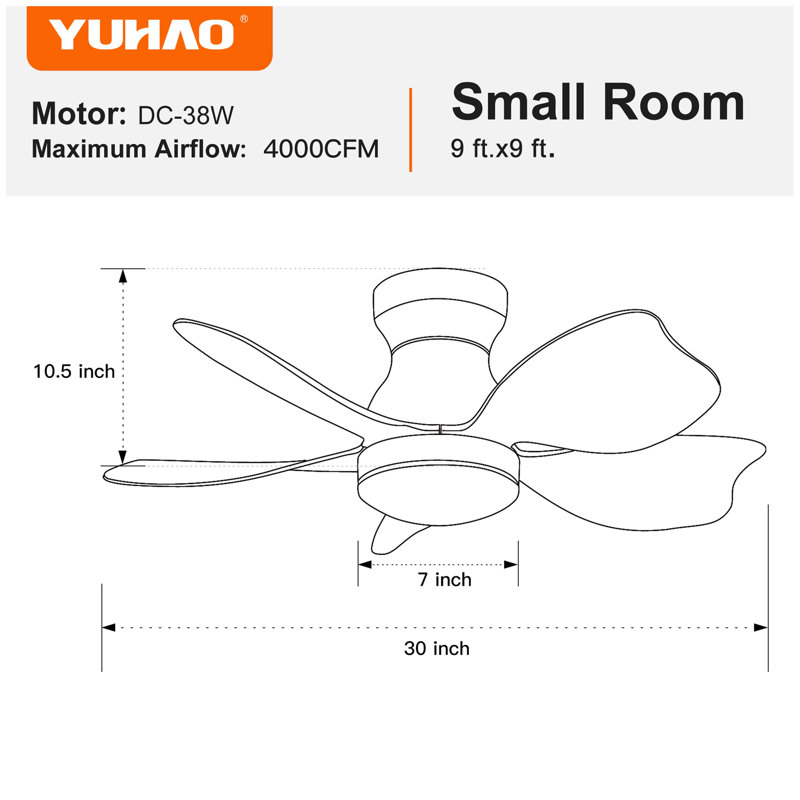 30 In Small Kid's Ceiling Fan Lighting With Remote Control For Small Children Room