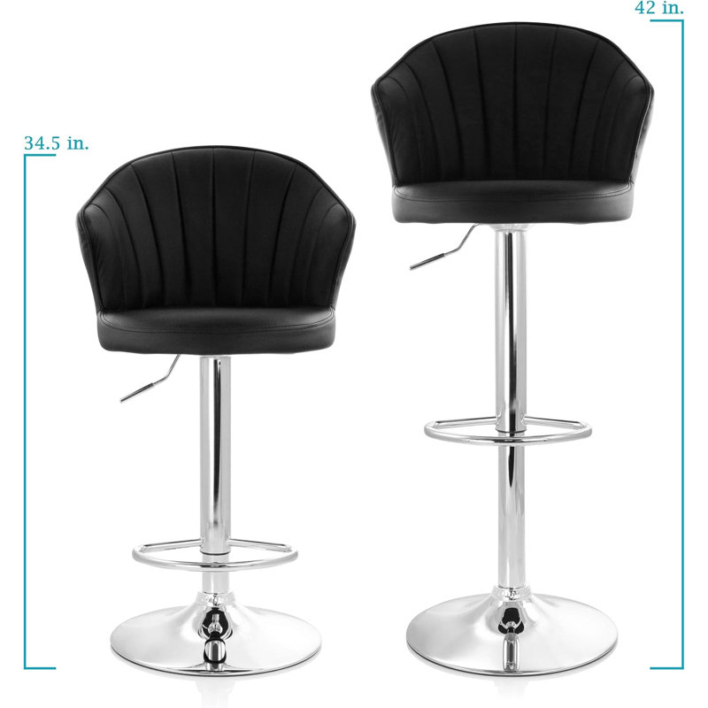 Tabouret de comptoir pivotant à hauteur réglable avec structure en métal 2 pièces Levane