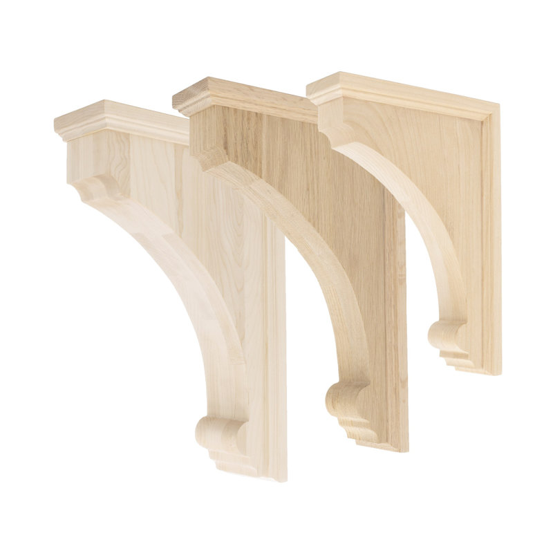 Small Unfinished Maple Traditional Wood Bracket Corbel